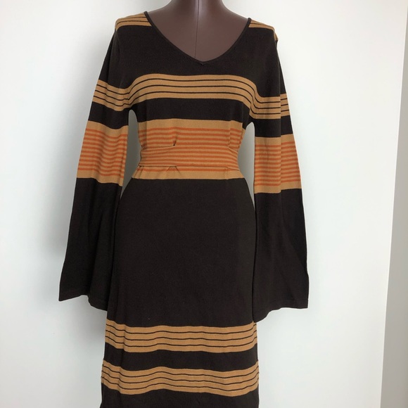 Prana - Brown Striped Sweater Dress Size Small - Picture 2 of 4